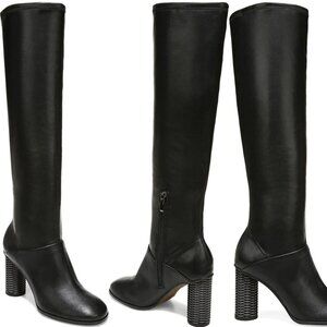 Franco Sarto Womens Cindy Tall Knee High Boots Black Faux Leather Block Heel 9.5